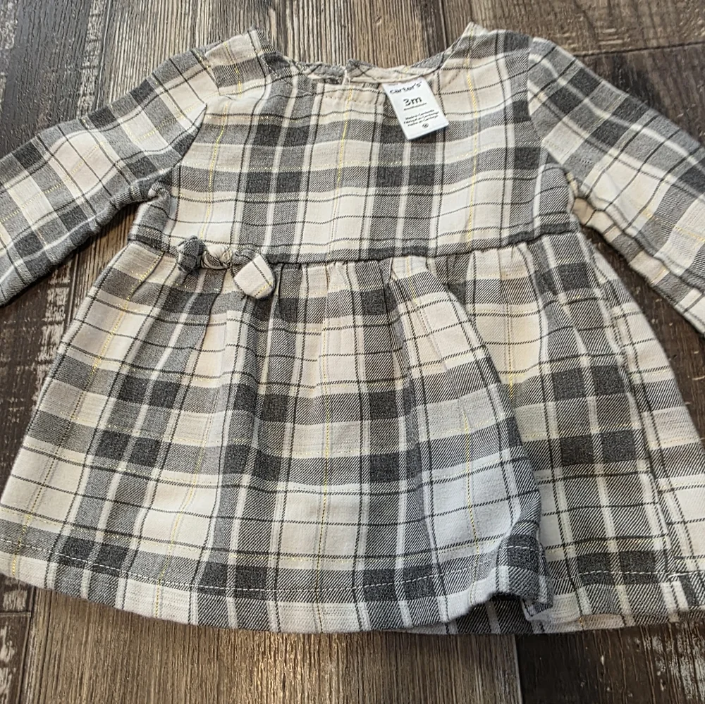 Carter's Plaid Long Sleeve One Piece - Gray and Cream